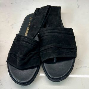 Tory Burch black suede sling back espadrille size 9